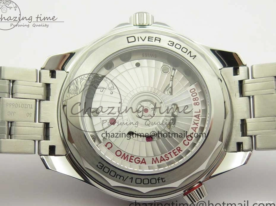 0520 2018 Seamaster Diver 300M OMF Best Edition Black Ceramic Black Dial on SS Bracelet A8800 (Black Balance Wheel) Breathable 7959